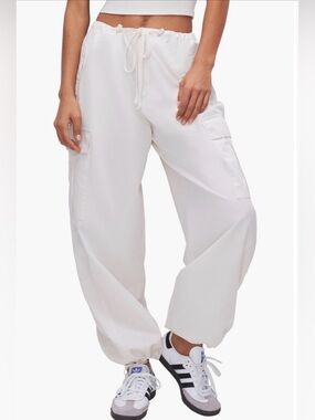 NWT Good American Cloud White Parachute Pants Street Style Baggy Cargo S Y2K